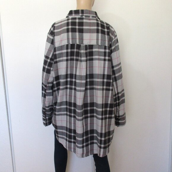 LULAROE Abagail Top Size 2XL Gray Plaid Button-Up Tunic Shirt - Picture 4 of 7